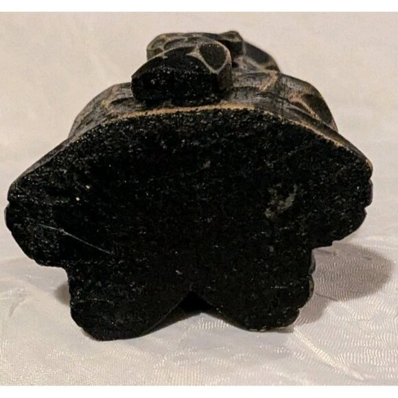 Hand Carved Cat Figure Wooden Black Rustic Distressed Folk Art Raffia Ribbon Vtg - Picture 8 of 16